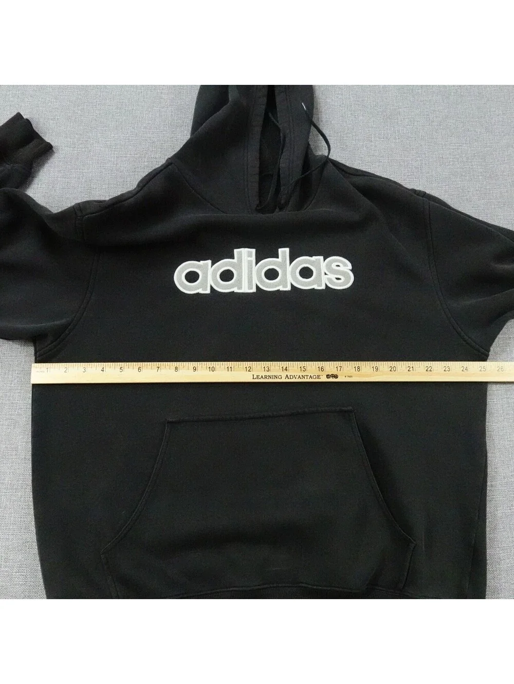 Adidas Hoodie Men's XL Black Pullover Big Logo Embroidered Spellout 2007